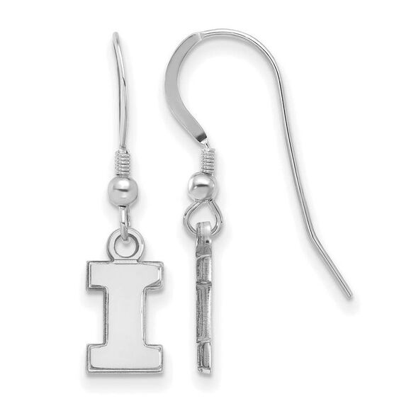 Sterling Silver University of Illinois XS (Tiny) Dangle Wire Earrings - Picture 1 of 3
